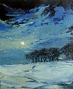 Moon over a farm by Artist Regina  Fernandes