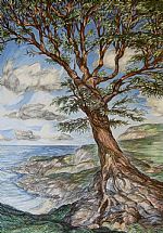 Tree on Clifftop by Artist Austen Pinkerton