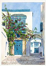 Bougainvillea Gateway, Tunisia by Artist Moira Clinch