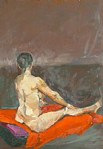 Female on orange by Artist John Govett