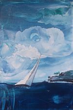 Blue Moon Sail by Artist danita cole
