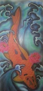 Koi and Lotus by Artist Jay Walker